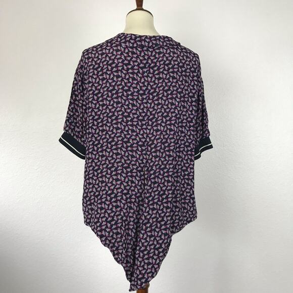 Zara Basic Pullover Shoe Print Tie Back V Neck Shirt - Picture 8 of 8